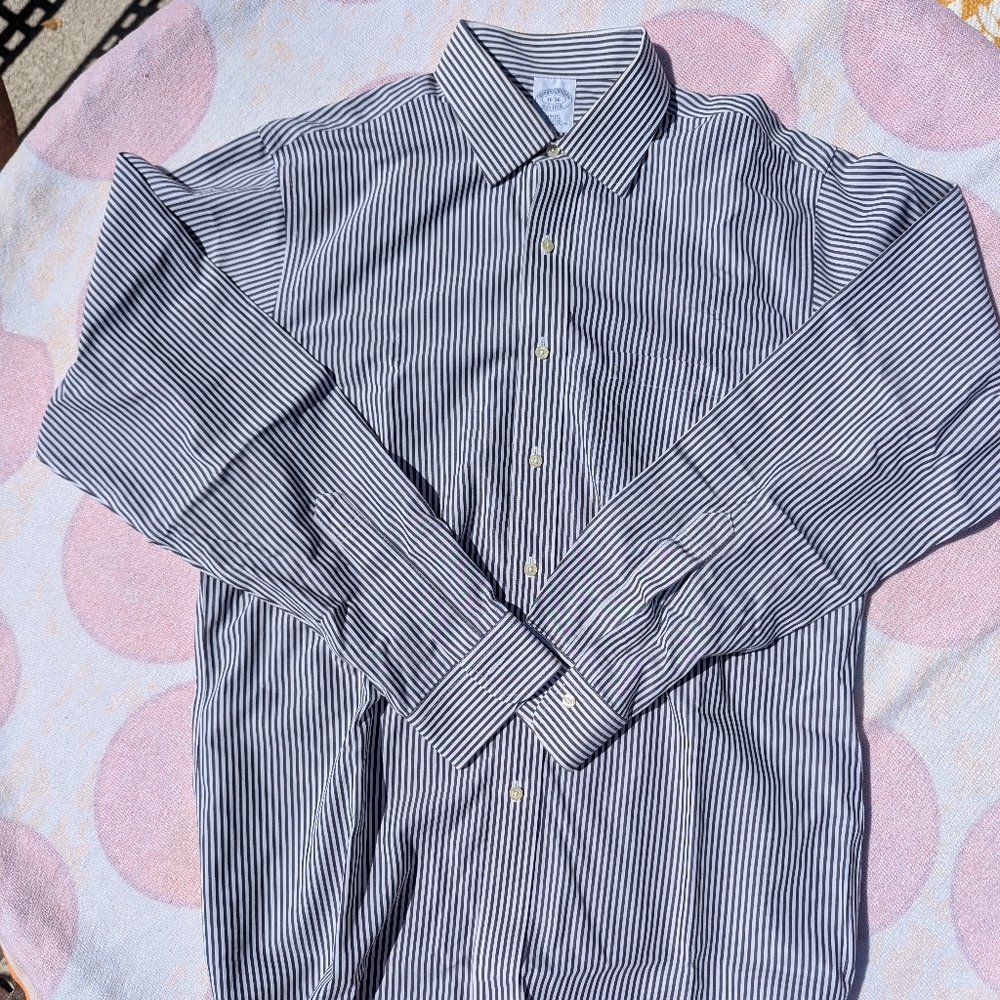 Brooks Brothers Classic Striped Men's Shirt 16-36 Slimfit Grey Stripe - Picture 4 of 6